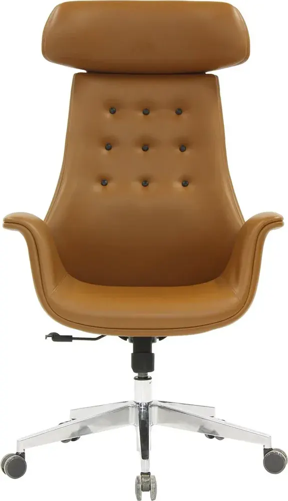 Key Aluminum Base Brown Upholstered Executive Chairs