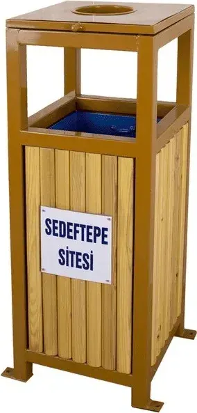 Coș Exterior Pătrat cu Lamele din Lemn