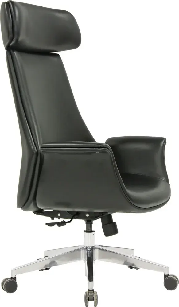 Key Aluminum-Base Black Upholstered Executive Chairs