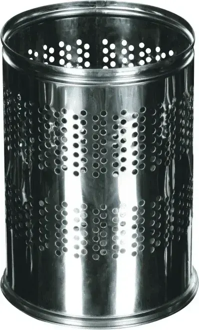 Küçük Kolon Çöp Kutusu Delikli Paslanmaz