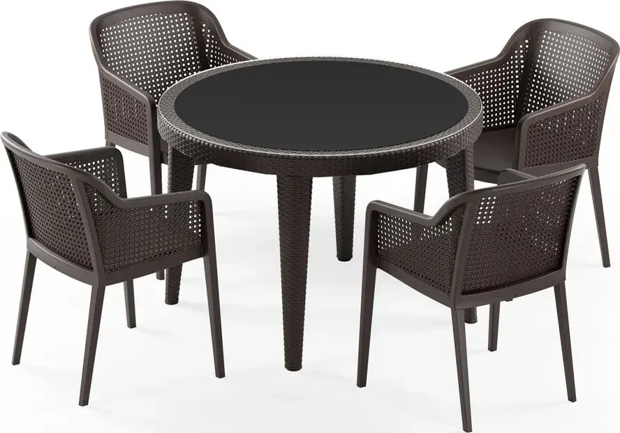 Osaka 110 & Octa 4-Person Rattan Table Set