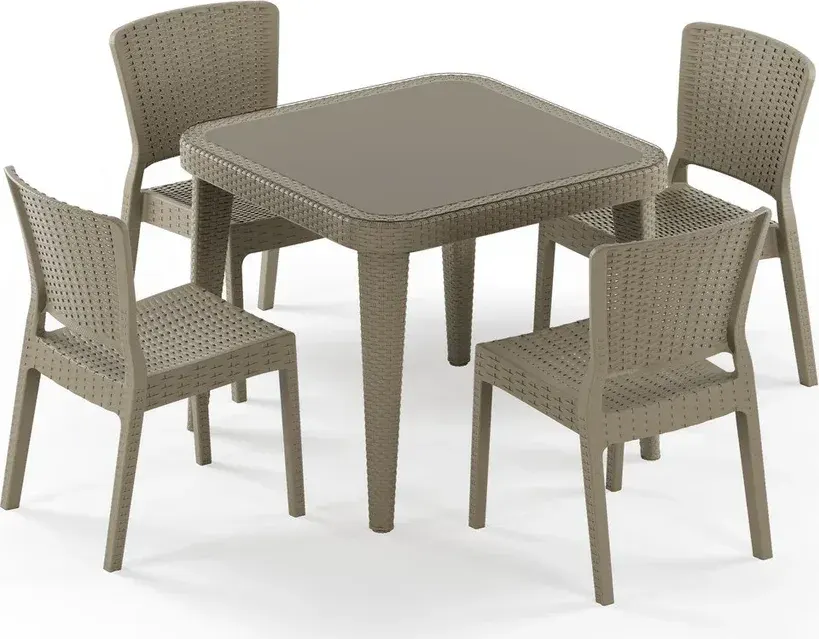 Osaka 90x90 & Antares Armless 4-Person Table Set
