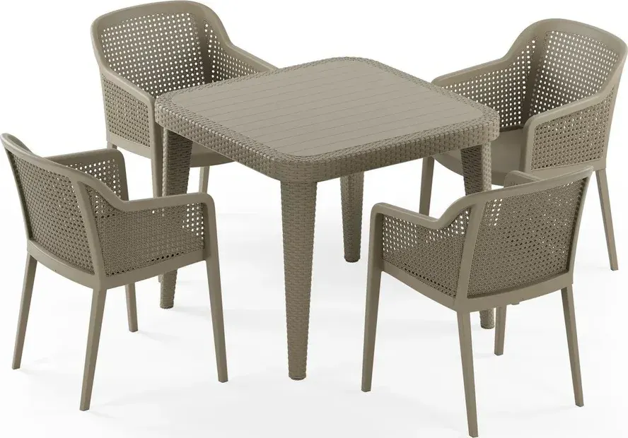 Osaka 90x90 & Osaka 4-Person Rattan Table Set