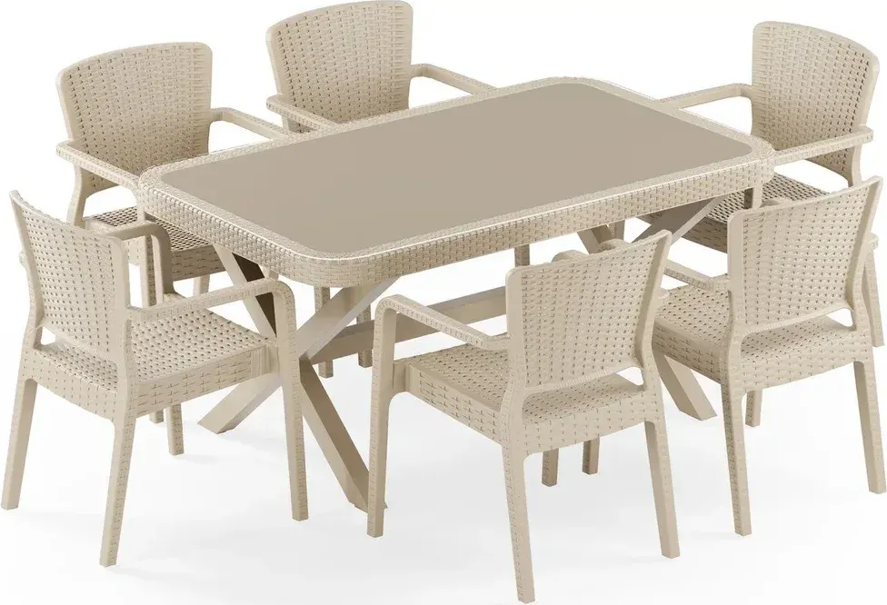 Osaka-X 90x150 Antares Armchair 6-Person Table Set