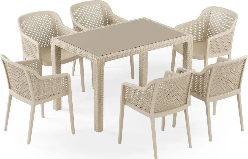 Antares 80X120 Octa 6 Kişilik Rattan Masa Takımı