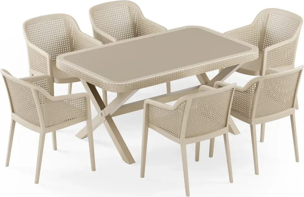 Osaka-X 90x150 Octa 6-Person Dining Set