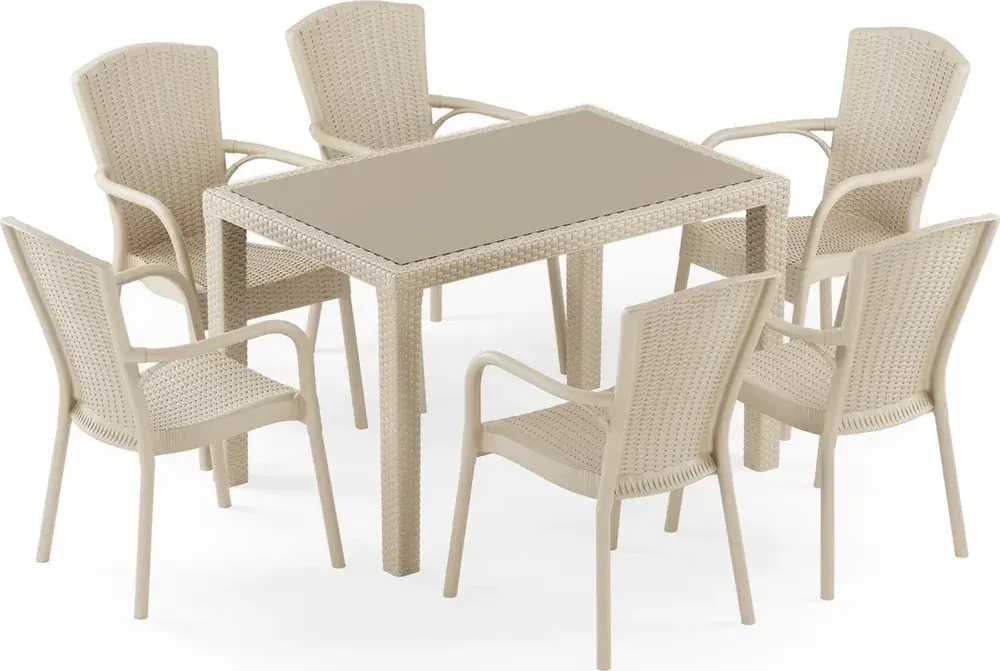 Antares 80X120 Royal 6 Kişilik Rattan Masa Takımı