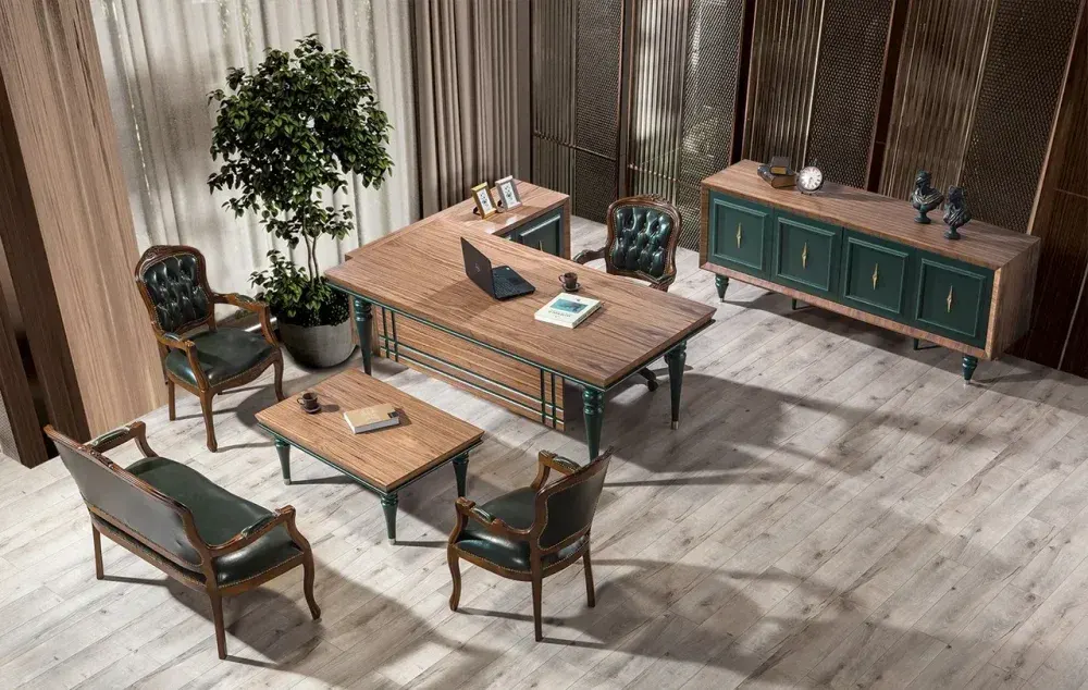 Pierra VIP Green Executive Office Suite - Wood Lacquered