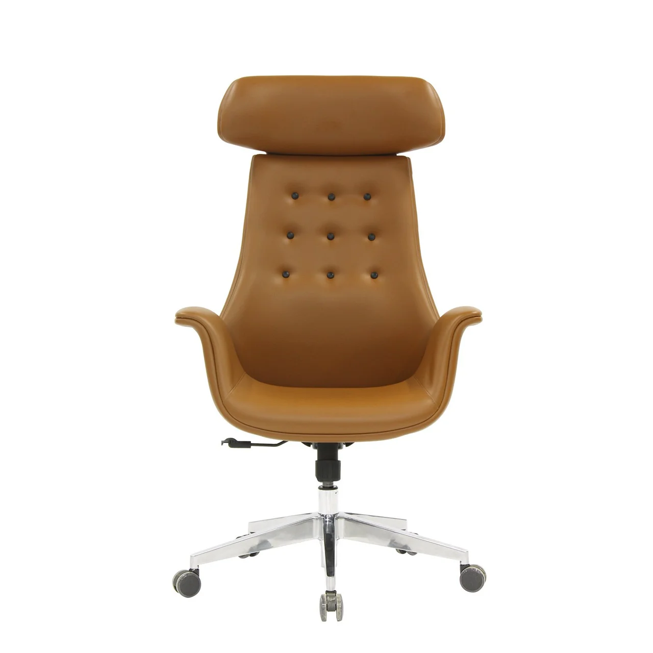 Key Aluminum Base Brown Upholstered Executive Chairs