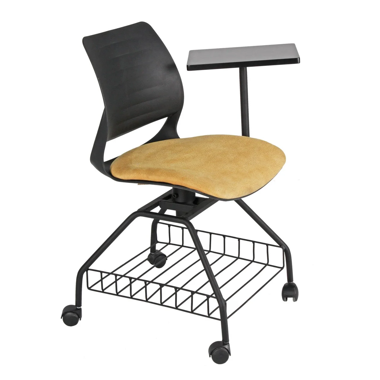 Polo Plastic Body Wood Writing Tablet Basket Painted Base Upholstered Project Chairs