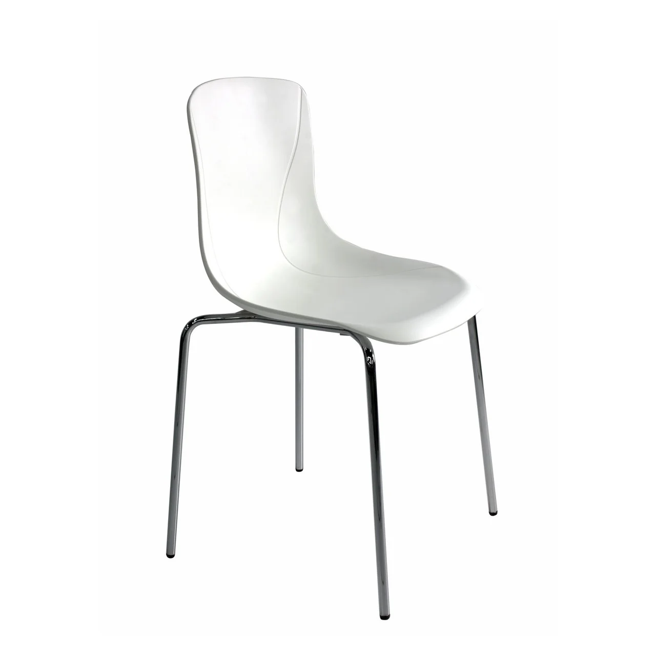 Rodos White Plastic Chrome-Legged Project Chairs