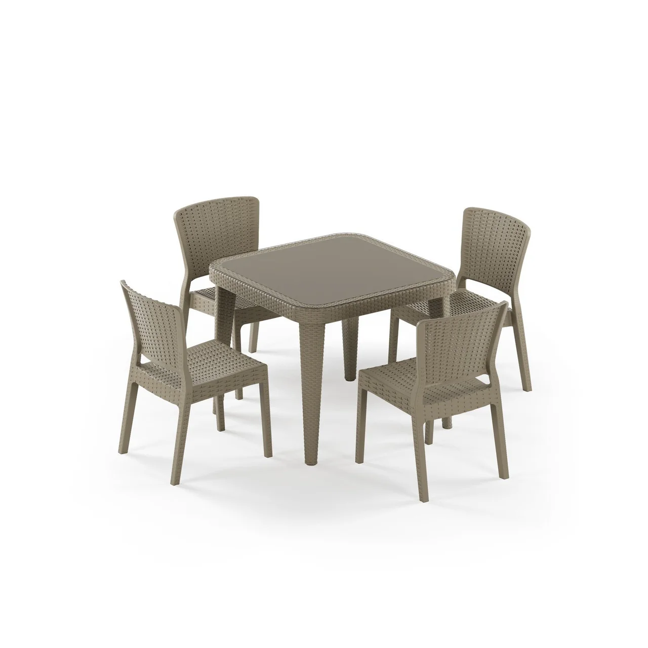 Set de Masă Osaka 90x90 și Antares fără Brațe pentru 4 Persoane