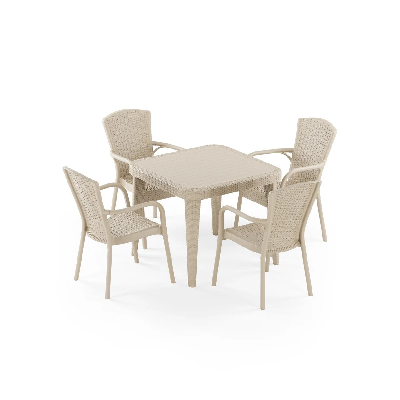 Set de Masă Ratan Osaka 90x90 și Royal pentru 4 Persoane