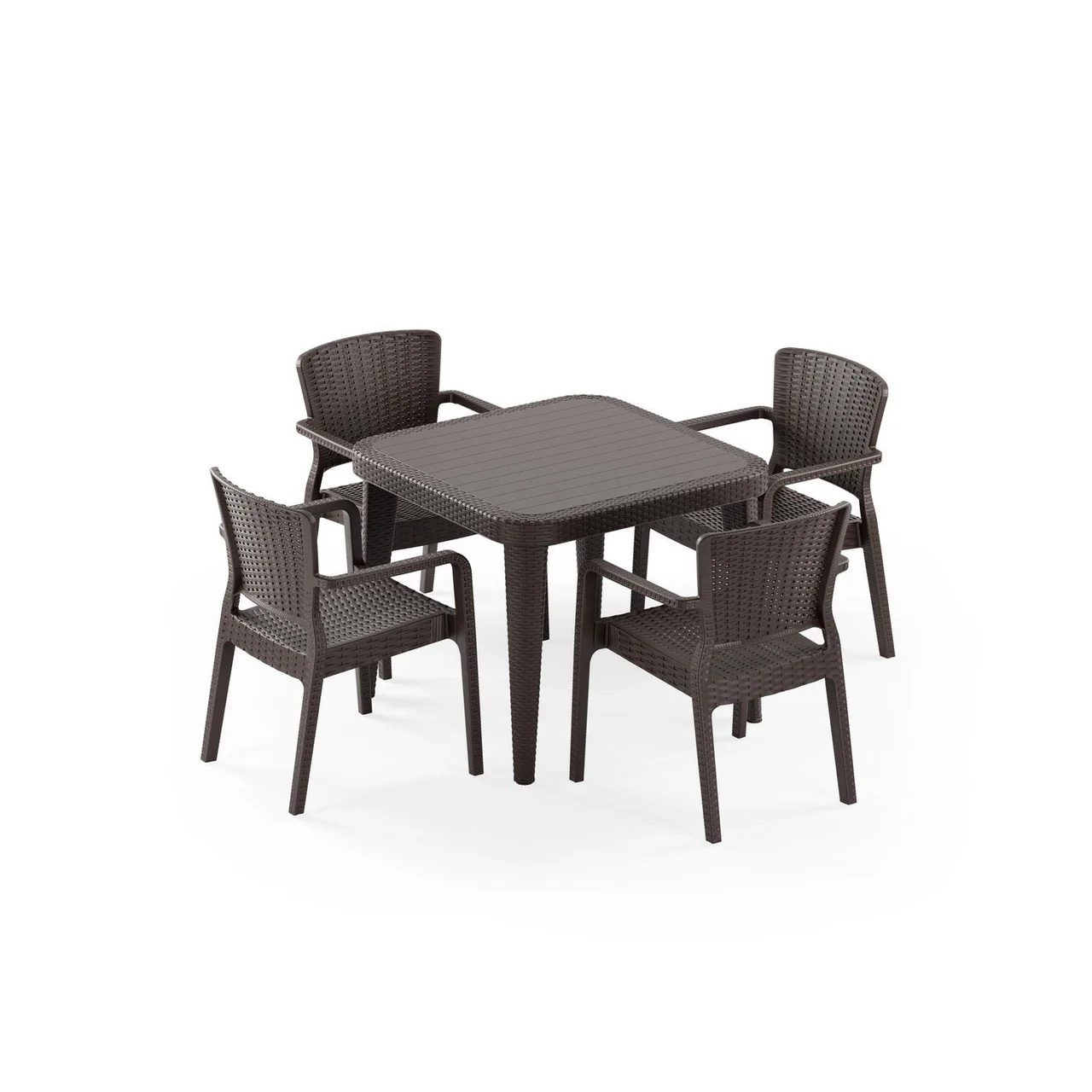 Set de Masă Ratan Osaka 90x90 și Antares pentru 4 Persoane