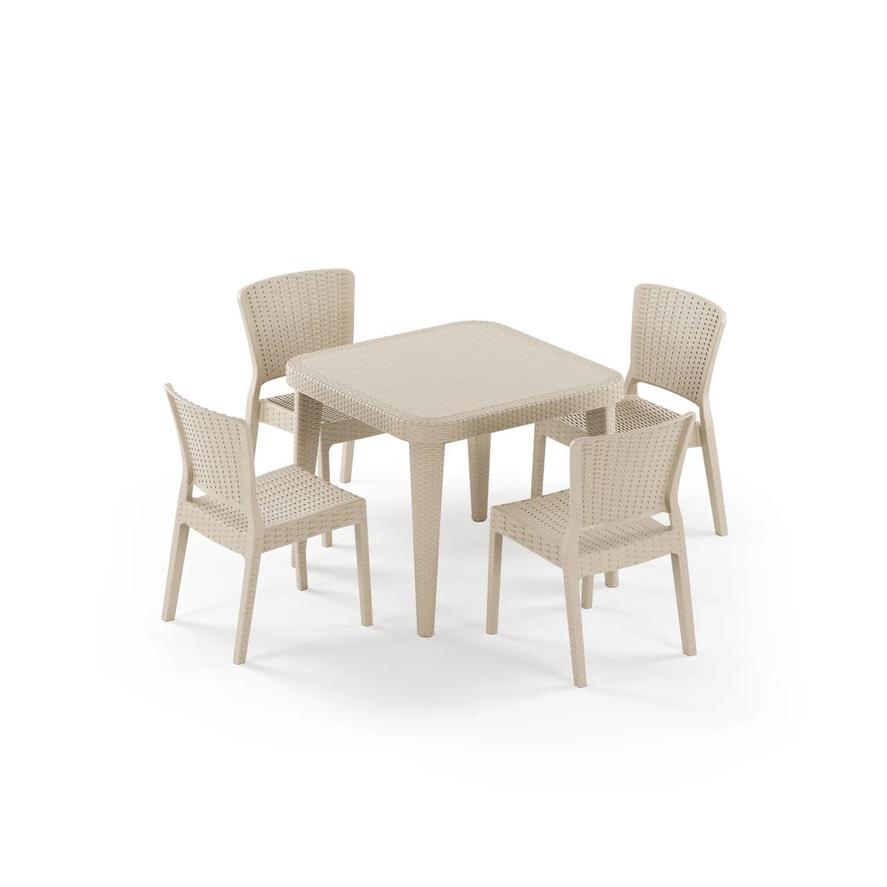 Osaka 90x90 și Antares Set Masă Rattan pentru 4 Persoane fără Brațare