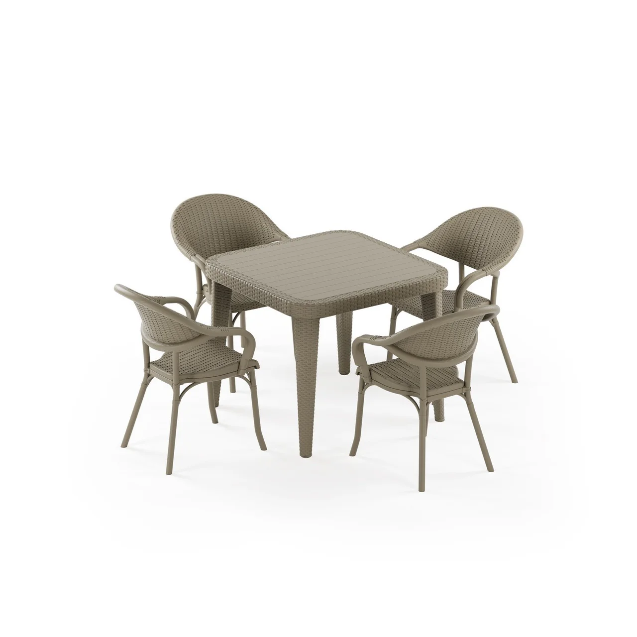 Osaka 90x90 & Flash-R 4-Person Rattan Table Set