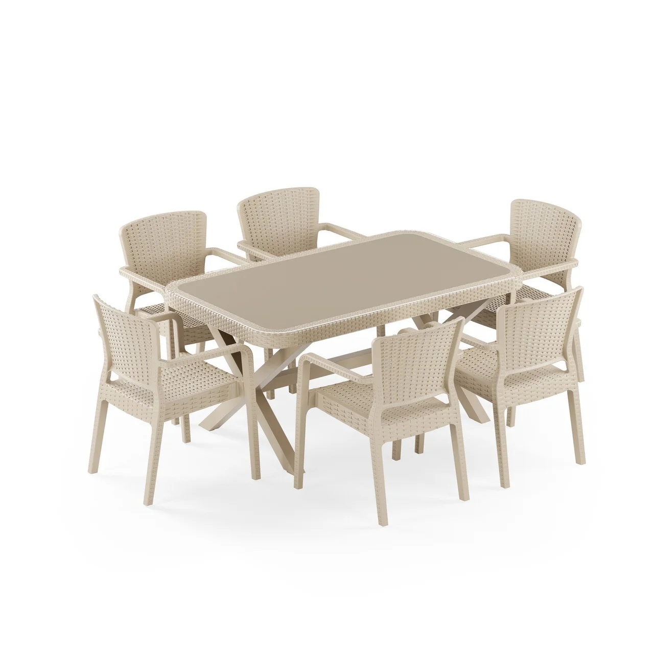 Osaka-X 90x150 Antares Armchair 6-Person Table Set