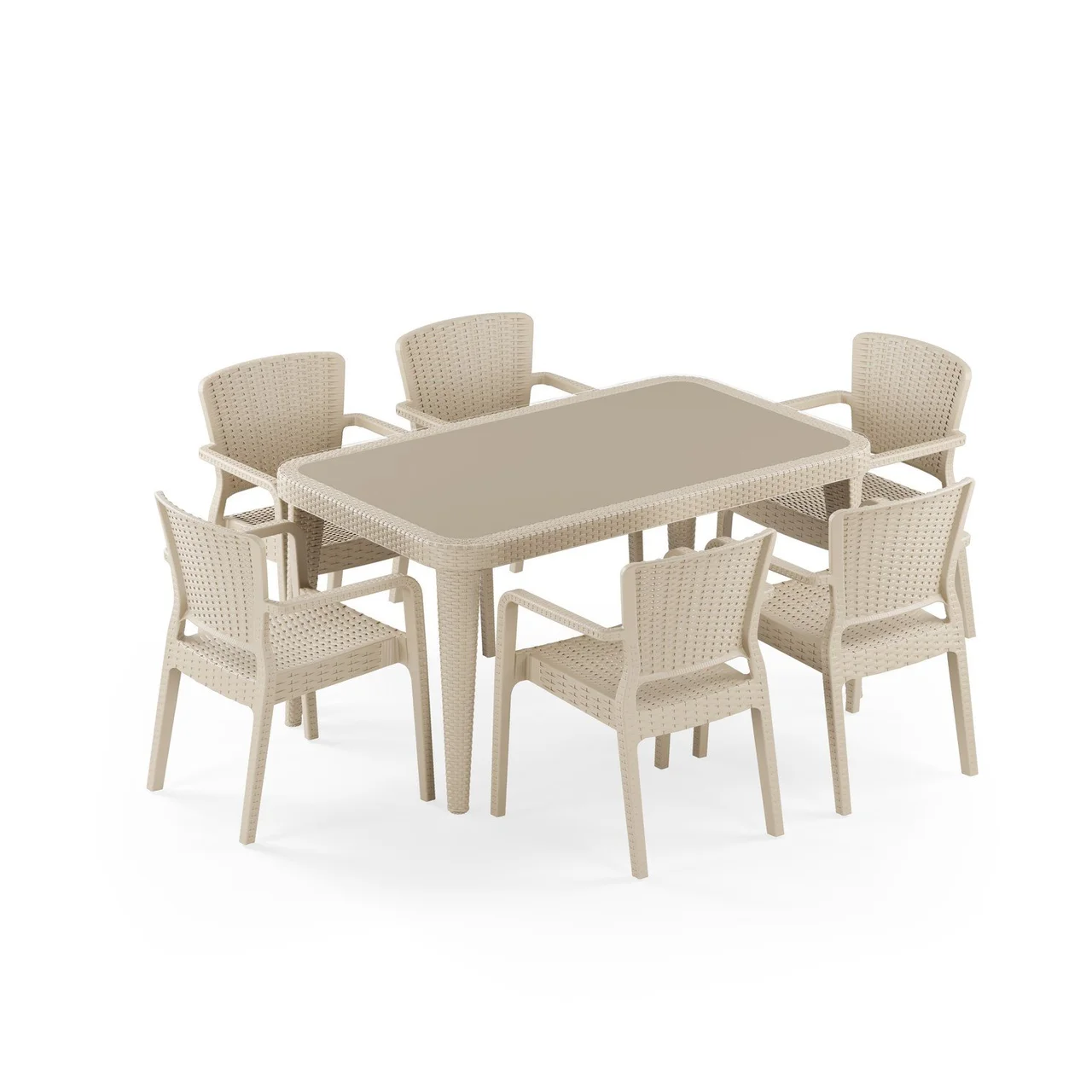Osaka 90x150 Antares Armchair 6-Person Table Set
