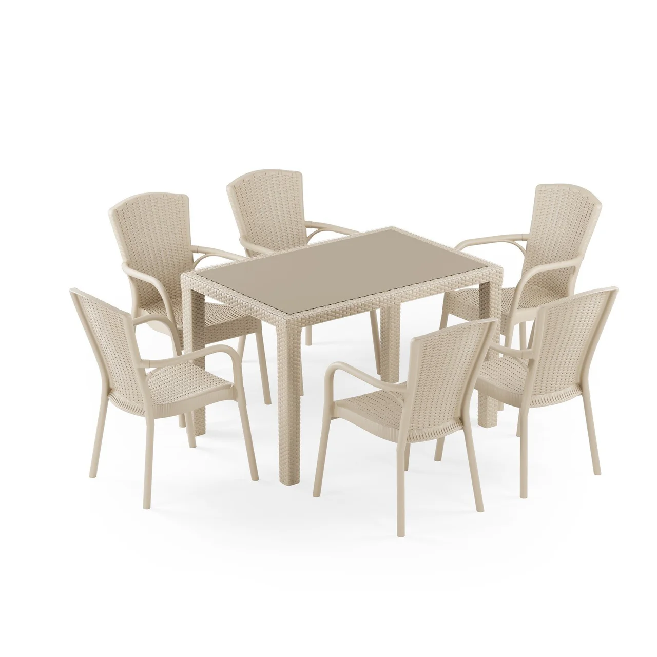 Antares 80x120 Royal 6-Person Rattan Table Set