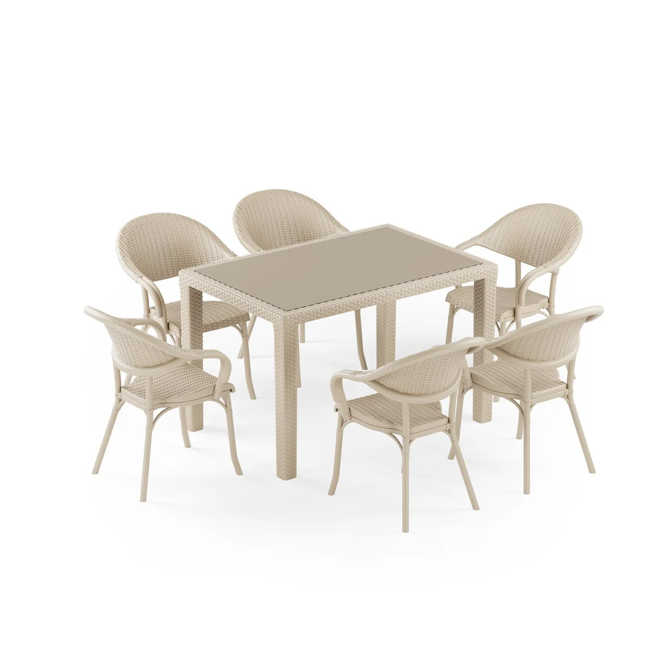 Antares Glass 80X120 Flash-R 6-Person Rattan Dining Set