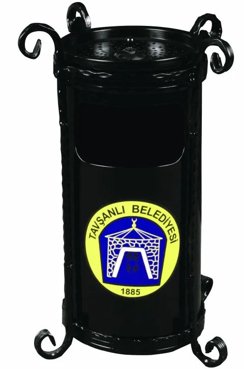 Wrought Iron Ashtray Bottom-Drain Pole-Mounted