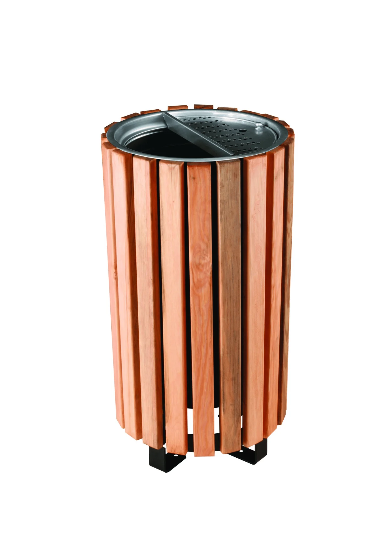Square Wood-Paneled Outdoor Waste Bin