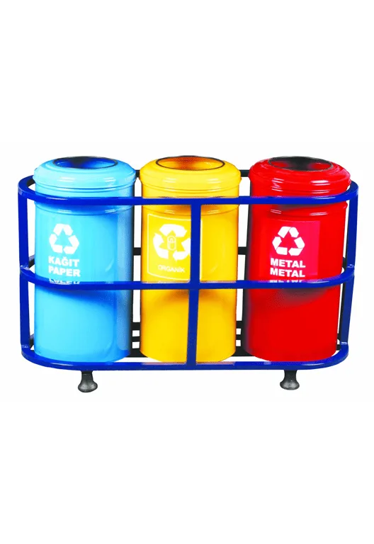 Profile-Stand Painted 3-Compartment Recycling Bin