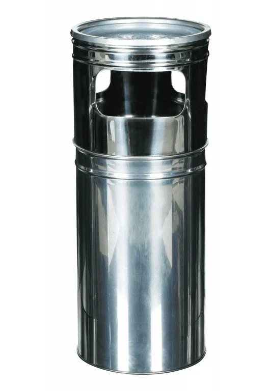 Triple-Compartment Stainless Ashtray Trash Bin