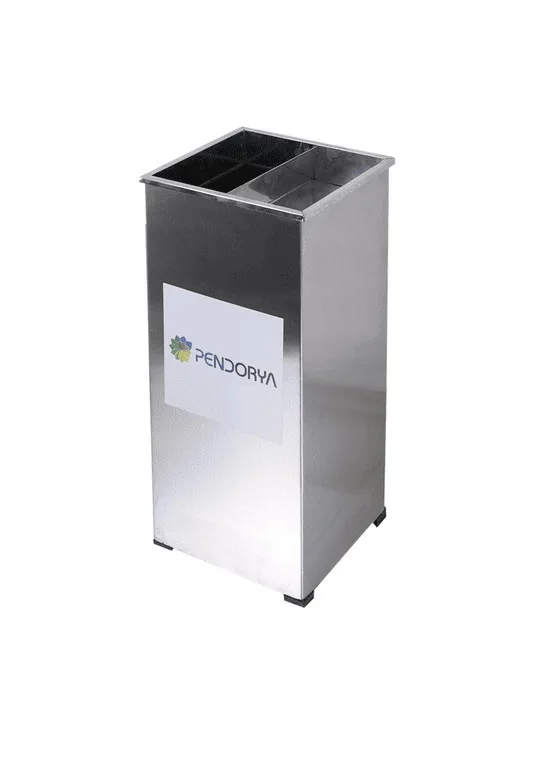 Üst Bölmeli Kare Paslanmaz İç Mekan Çöp Kutusu