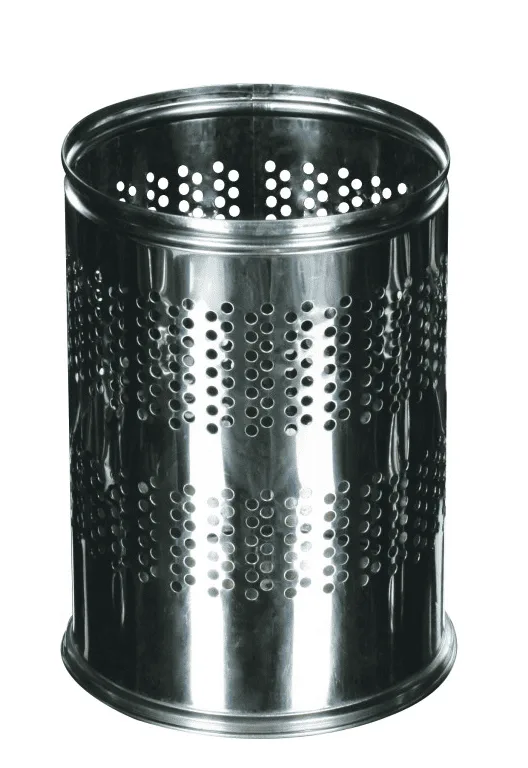Small Column Waste Bin Perforated Stainless